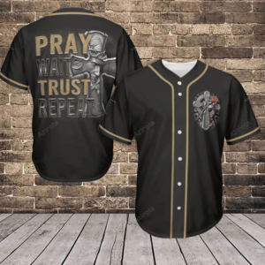 Jesus Pray Wait Trust Repeat Baseball Jersey 444 - Gift Men Women