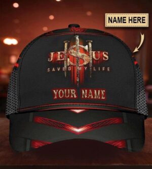 Jesus Saved My Life American Hat - Personalized Custom Name Cap Unique Gift
