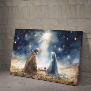 The first Christmas with Mary, Joseph and their son Jesus Wall Art Painting Canvas and Poster