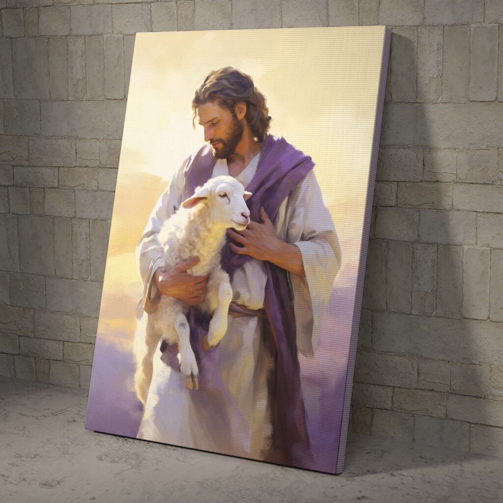 Jesus Carrying the Lamb Home Poster And Canvas Jesus Carrying the Lamb Home Poster And Canvas