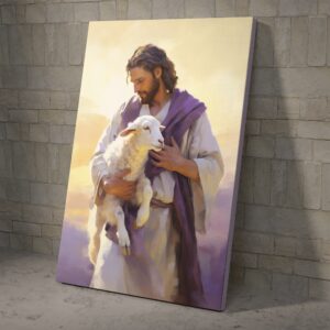 Jesus Carrying the Lamb Home Poster And Canvas