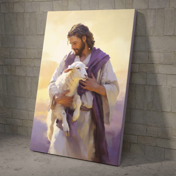 Jesus Carrying the Lamb Home Poster And Canvas