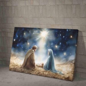 The first Christmas with Mary, Joseph and their son Jesus Wall Art Painting Canvas and Poster