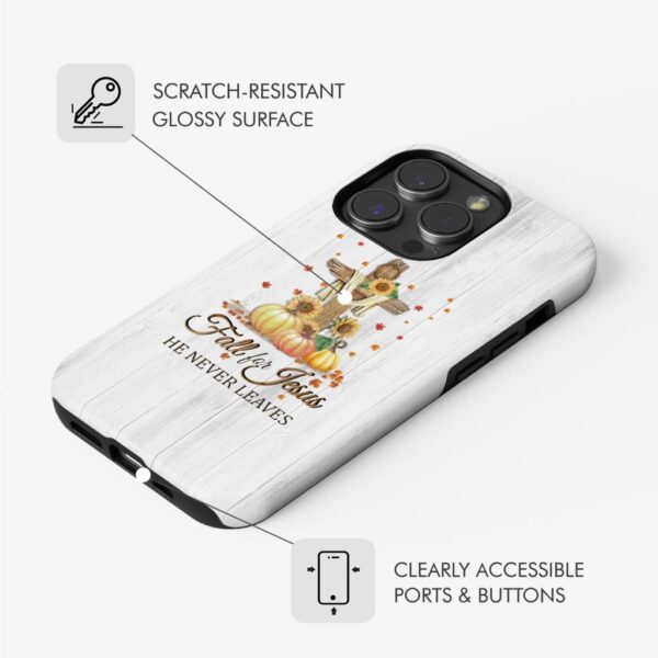 Fall for Jesus he never leaves cross pumpkin Thanksgiving phone case