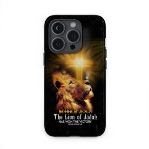 Behold Jesus the lion of Judah has won the victory phone case