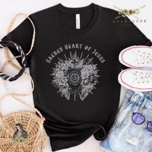 Vintage Religious-Themed Gifts: Adult Devotional & Women Catholic T-shirt with Christ & Jesus Sacred Heart