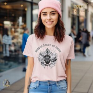 Vintage Religious-Themed Gifts: Adult Devotional & Women Catholic T-shirt with Christ & Jesus Sacred Heart 3