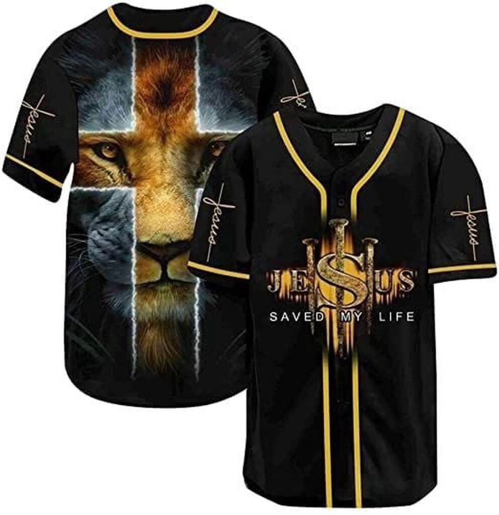 Amazing Lion Cross – Jesus Saved My Life Black Baseball Tee Jersey Shirt Printed 3D – Gift Men Women Amazing Lion Cross – Jesus Saved My Life Black Baseball Tee Jersey Shirt Printed 3D – Gift Men Women