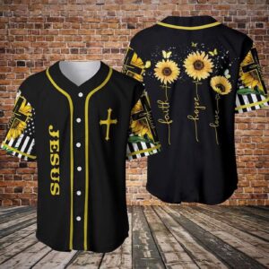 Amazing Sunflower And Jesus Baseball Jersey For God - Gift Men Women