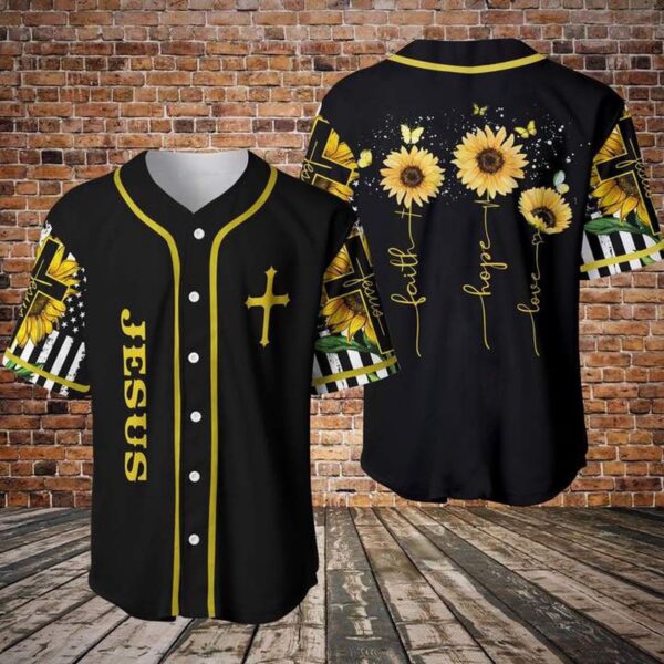 Amazing Sunflower And Jesus Baseball Jersey For God – Gift Men Women