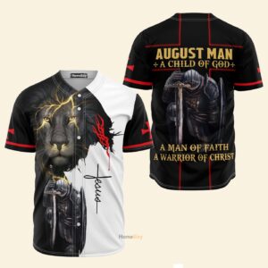 August Man A Child Of God Jesus A Warrior Of Christ Lion - Baseball Jersey - Gift Men Women