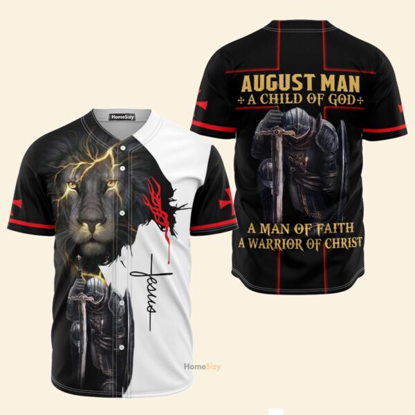August Man A Child Of God Jesus A Warrior Of Christ Lion – Baseball Jersey – Gift Men Women