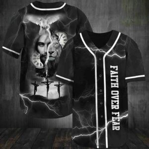 Baseball Tee Jesus - Faith over fear 3 Baseball Jersey 100 - Gift Men Women