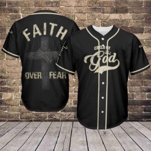 Baseball Tee Jesus - Faith Over Fear Baseball Jersey 357 - Gift Men Women