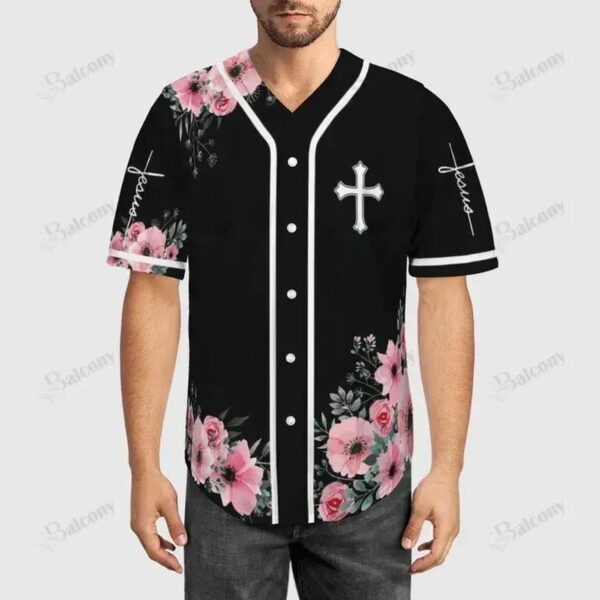 Baseball Tee Jesus – God and flower of faith Baseball Jersey 95 – Gift Men Women
