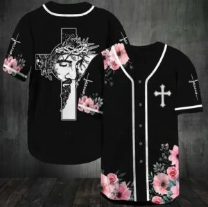 Baseball Tee Jesus - God and flower of faith Baseball Jersey 95 - Gift Men Women