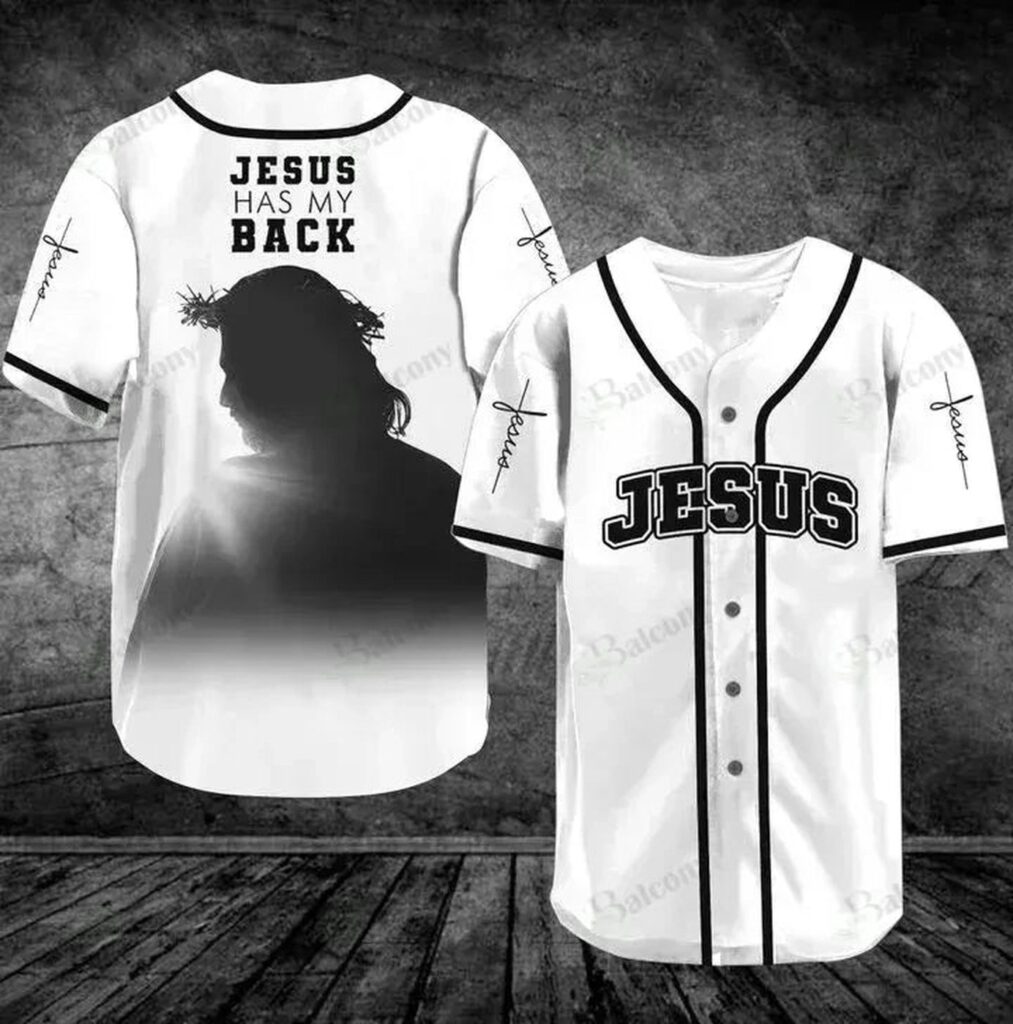 Baseball Tee Jesus – He has my back Baseball Jersey 158 – Gift Men Women Baseball Tee Jesus – He has my back Baseball Jersey 158 – Gift Men Women