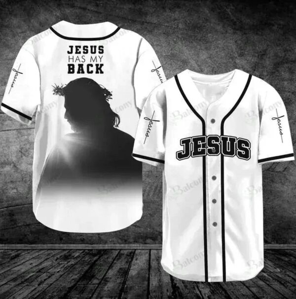Baseball Tee Jesus – He has my back Baseball Jersey 158 – Gift Men Women