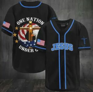 Baseball Tee Jesus - One nation under God the Amazing Eagle Baseball Tee Jersey Shirt 102 - Gift Men Women