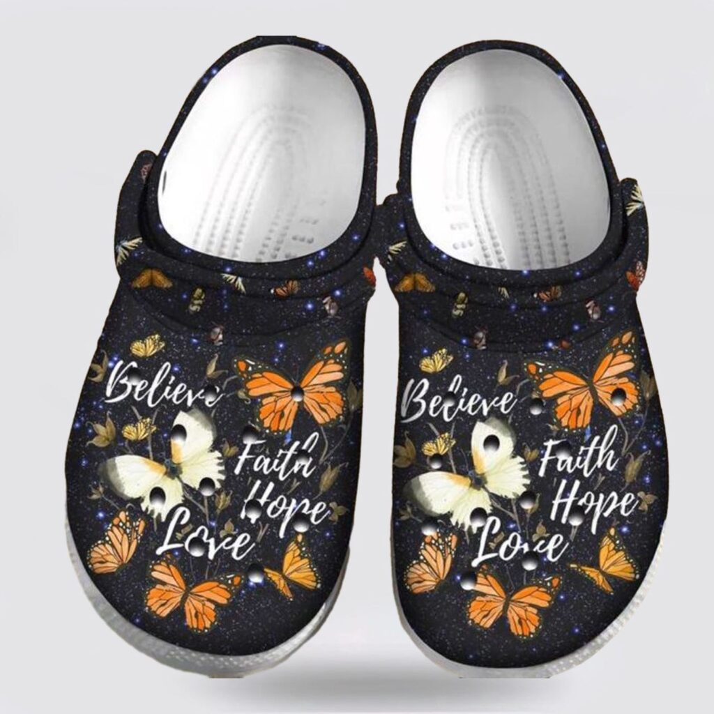 Believe in Faith Hope and Love with ButterflyCrocs-Shoes: The Perfect Christian Christmas ClogsClog Believe in Faith Hope and Love with ButterflyCrocs-Shoes: The Perfect Christian Christmas ClogsClog