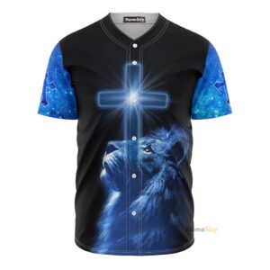 Believe Jesus Blue Lion - Baseball Jersey - Gift Men Women