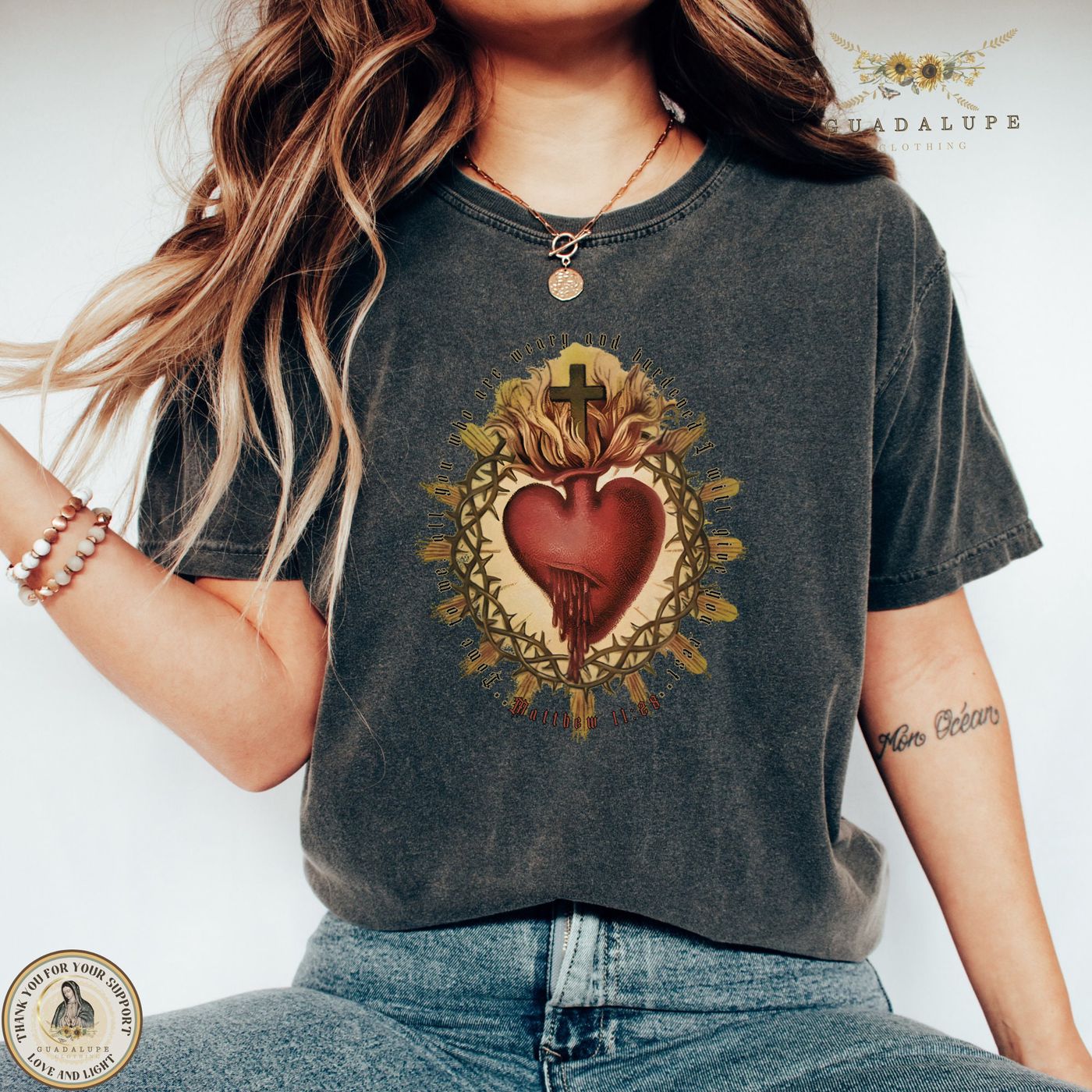 Boho Sacred Heart Tshirt: Vintage Retro Jesus Tee Bible Verse Shirt Women s Religious & Catholic Gift
