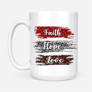 Buffalo Plaid, Faith Hope Love, Christian Coffee Mug 1