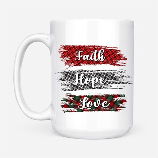 Buffalo Plaid, Faith Hope Love, Christian Coffee Mug