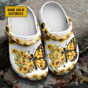 Customized Butterfly & Flower Clogs Shoes Unisex Gift for Jesus Lovers Personalized US 4-12 EUR 36-48 Clogs 1