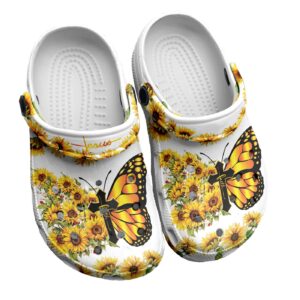 Customized Butterfly & Flower Clogs Shoes Unisex Gift for Jesus Lovers Personalized US 4-12 EUR 36-48 Clogs 3