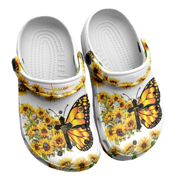Customized Butterfly & Flower Clogs Shoes Unisex Gift for Jesus Lovers Personalized US 4-12 EUR 36-48 Clogs