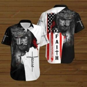 Christian aloha shirt, American Flags God Jesus Christian Cross Faith Gift Easter Day Aloha Hawaiian 3d all printed