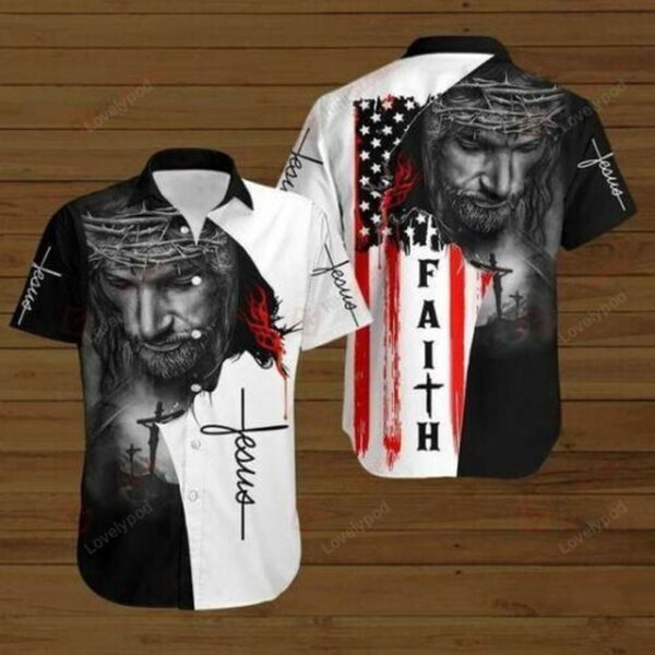 Christian aloha shirt, American Flags God Jesus Christian Cross Faith Gift Easter Day Aloha Hawaiian 3d all printed