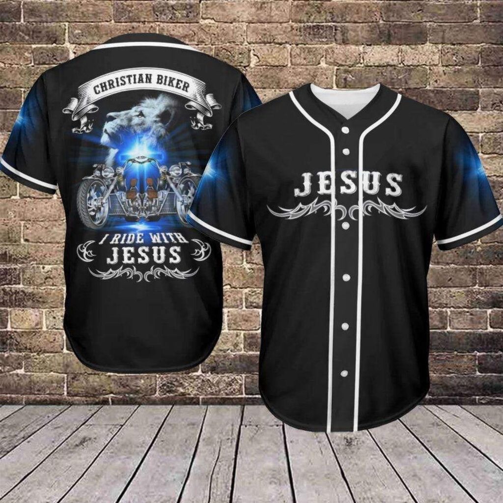 Christian Bikers I Ride With Jesus 3D Baseball Jersey – Gift Men Women Christian Bikers I Ride With Jesus 3D Baseball Jersey – Gift Men Women