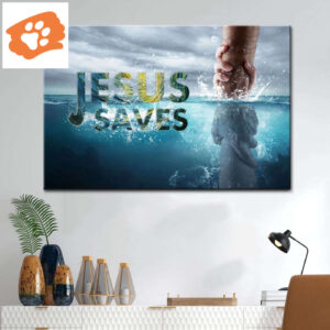 Christian Canvas Wall Art, Jesus Saves, Jesus Reaching Out His Hand