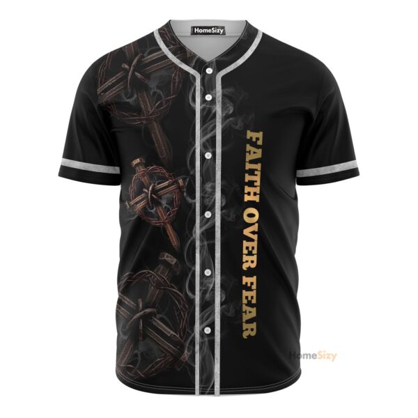 Christian Jesus Faith Over Fear Smoke Black – Baseball Jersey – Gift Men Women
