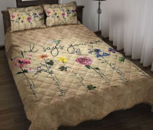 Christian Floral Quilt Set: God Says You Are - Bible Inspired Bedding