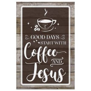 Christian Wall Art: Good Days Start With Coffee And Jesus Wall Art Canvas 1