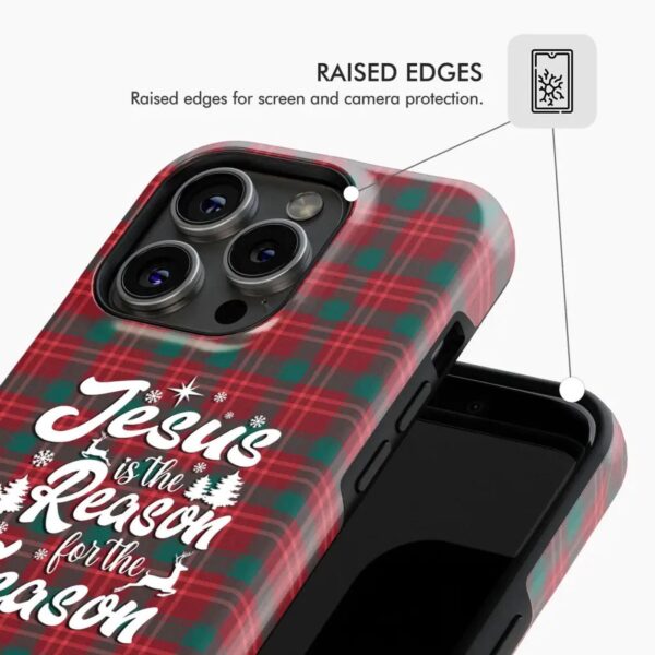 Christmas phone case, Jesus is the reason for the season, Buffalo plaid
