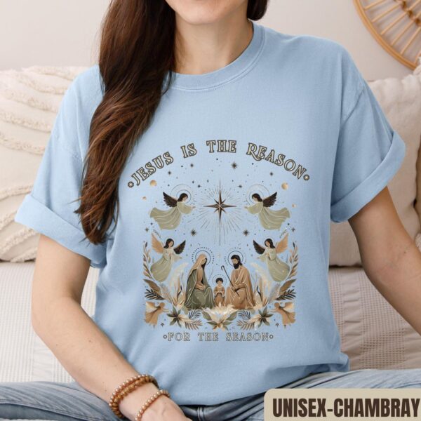 Jesus is the Reason: Comfort Colors Nativity Scene Unisex T-shirt Religious Catholic Christmas Gift