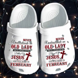 Croc Clog Shoe: Christian Old Lady Covered in Jesus Blood - Never Underestimate!Clog