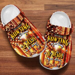 Hunting-Inspired Croc Shoe: Customized Name Jesus In Heart 4th Of July & Happy Fall DesignClog