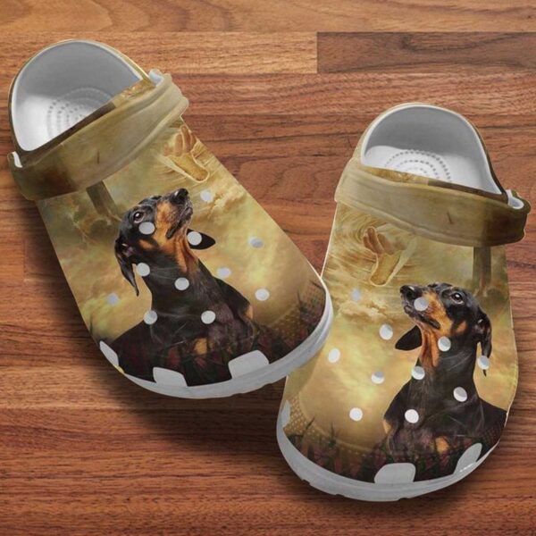 Dachshund Dog and Jesus Gods Clog Shoe – Hand of God Classic Perfect Jesus Lovers Gift