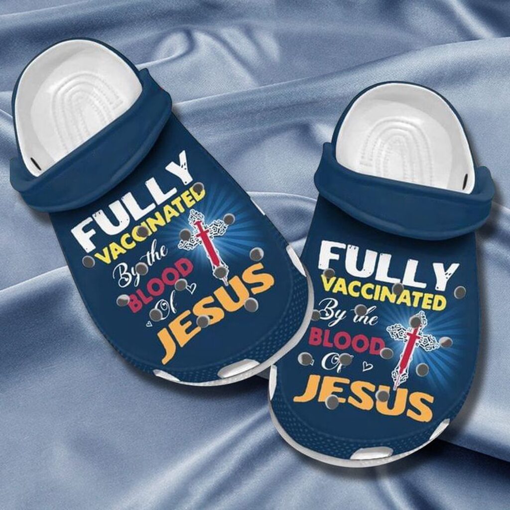 Christian Croc Clog Shoe: Fully Vaccinated with Jesus Blood – Cross Symbol PatternClog Christian Croc Clog Shoe: Fully Vaccinated with Jesus Blood – Cross Symbol PatternClog
