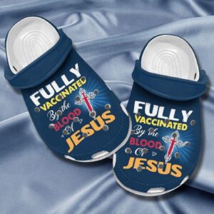 Christian Croc Clog Shoe: Fully Vaccinated with Jesus Blood - Cross Symbol PatternClog