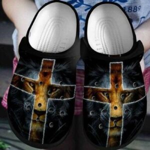 Lion Jesus Classic Clogs - Faith-Inspired Croc Shoes for Water with Lion Cross DesignClog