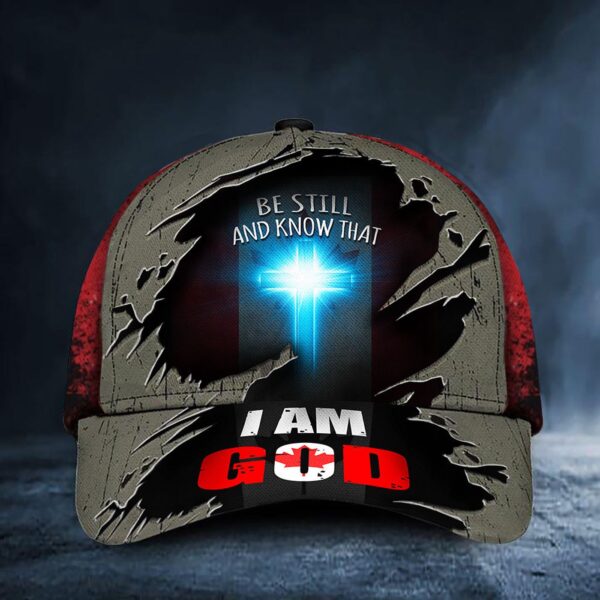 Vintage Canadian Flag Cap with Cross – Be Still and Embrace God: Christian Gifts