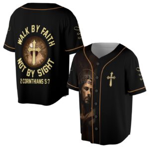 Cross Jesus Eye Walk By Fate, Not By Sight Baseball Jersey - Gift Men Women