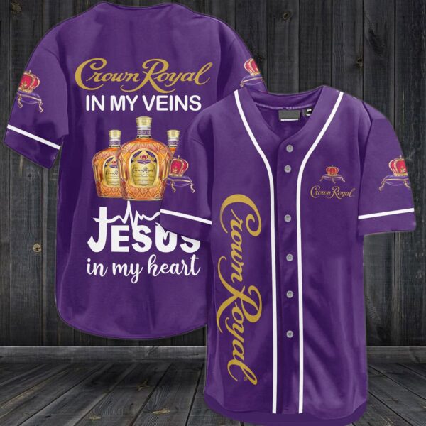 Crown Royal In My Veins Jesus In My Heart Baseball Jersey – Gift Men Women