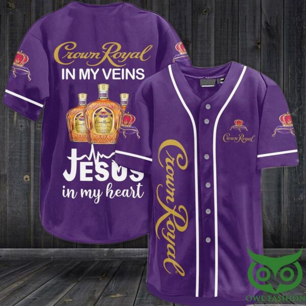 Crown royal in my veins Jesus in my heart Baseball Jersey Shirt – Gift Men Women